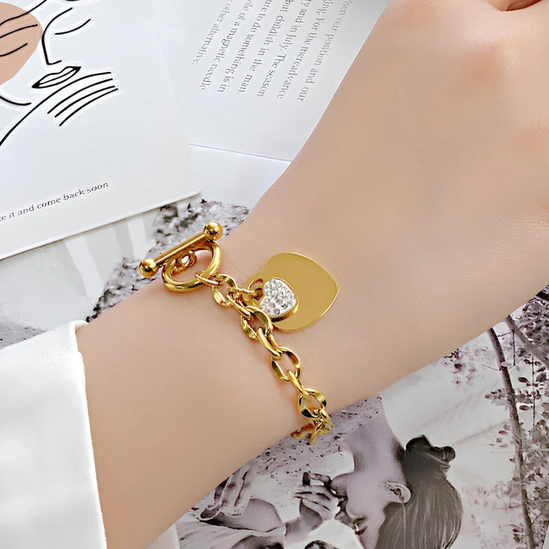 Heart Charm Toggle Bracelet