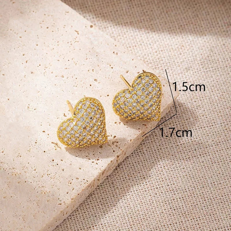Pavé Heart Stud Earrings