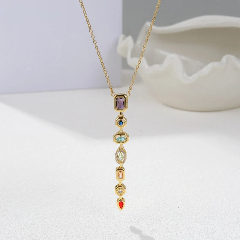 Multi-Stone Linear Drop Necklace