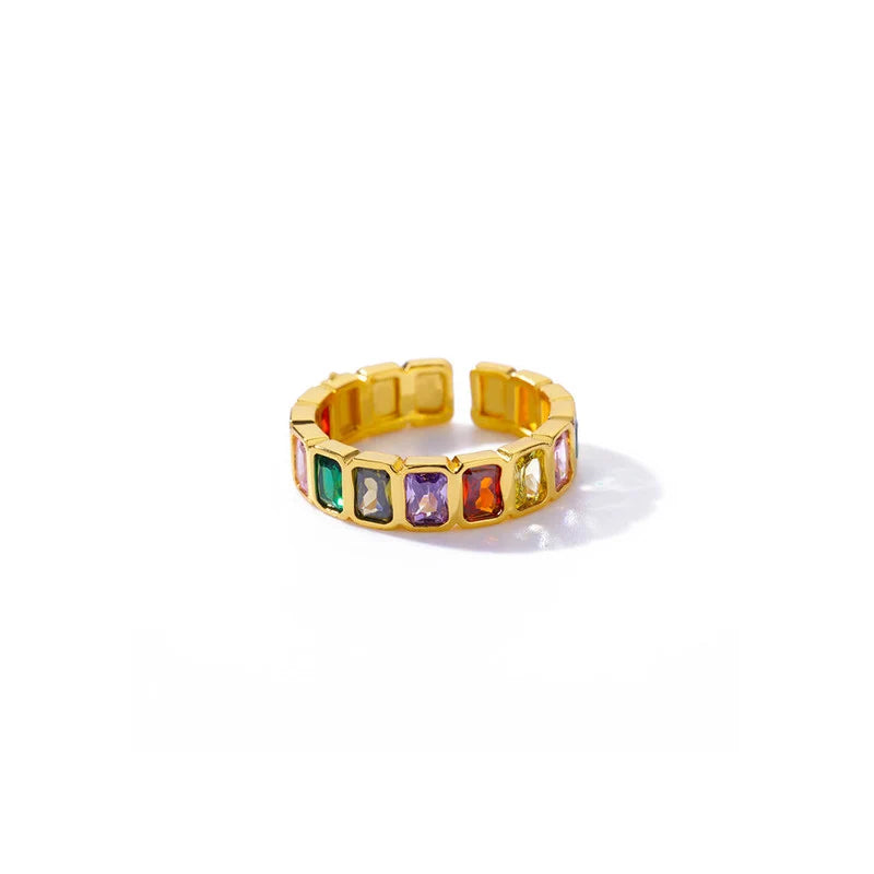 Rainbow Gemstone Band Ring