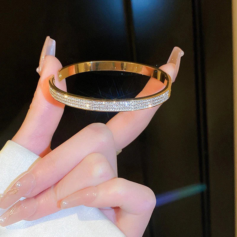 Triple Row Pavé Crystal Bangle
