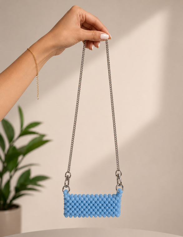 Handcrafted Beaded Cup Holder with Chain Strap