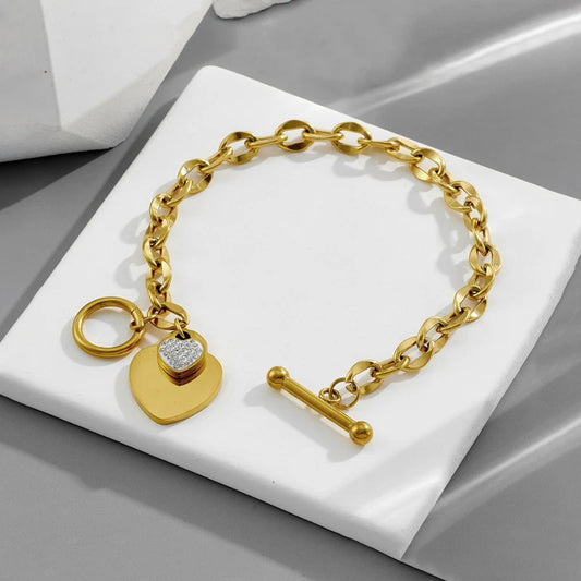 Heart Charm Toggle Bracelet