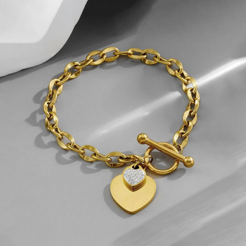 Heart Charm Toggle Bracelet