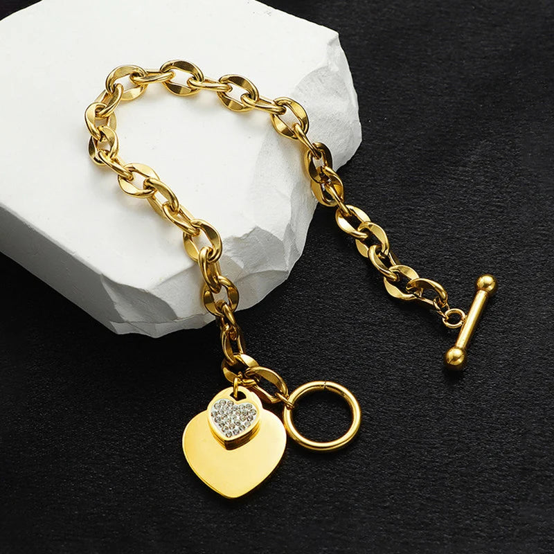 Heart Charm Toggle Bracelet
