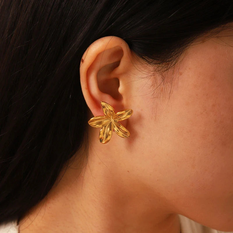 Plumeria Flower Stud Earrings