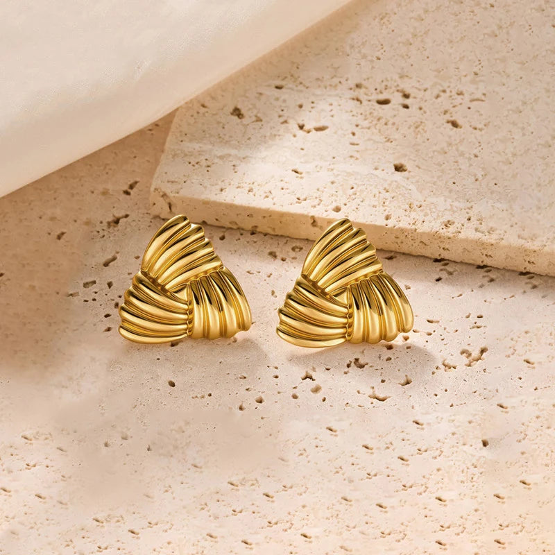 Twisted Triangle Stud Earrings