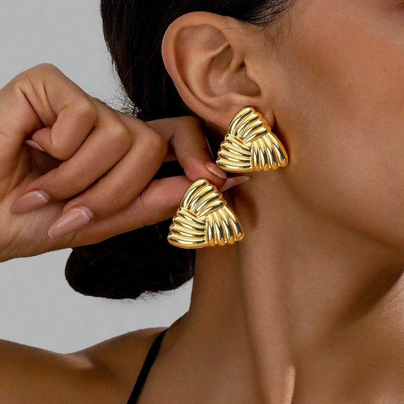 Twisted Triangle Stud Earrings
