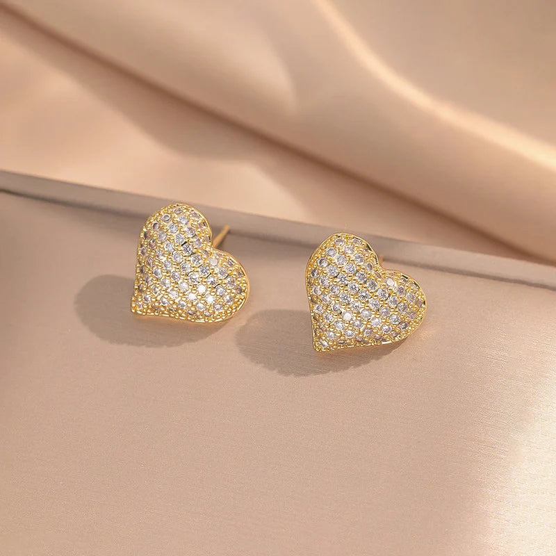 Pavé Heart Stud Earrings