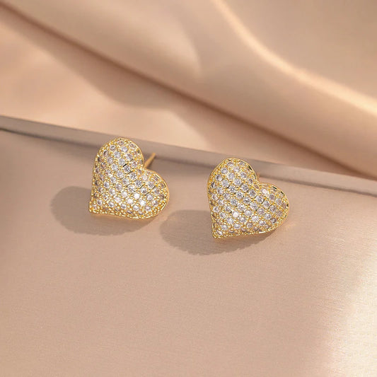 Pavé Heart Stud Earrings