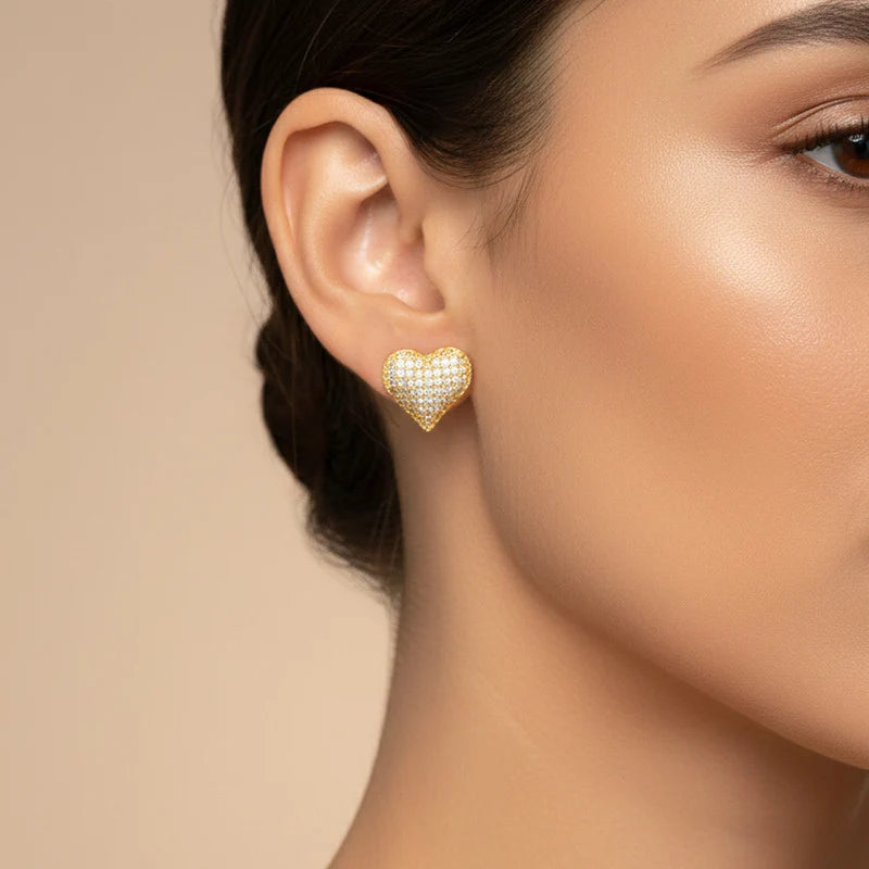 Pavé Heart Stud Earrings