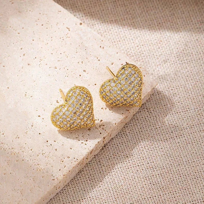 Pavé Heart Stud Earrings
