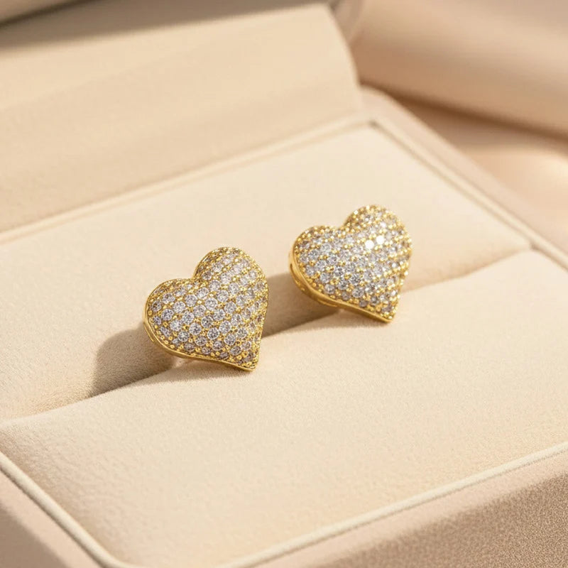 Pavé Heart Stud Earrings