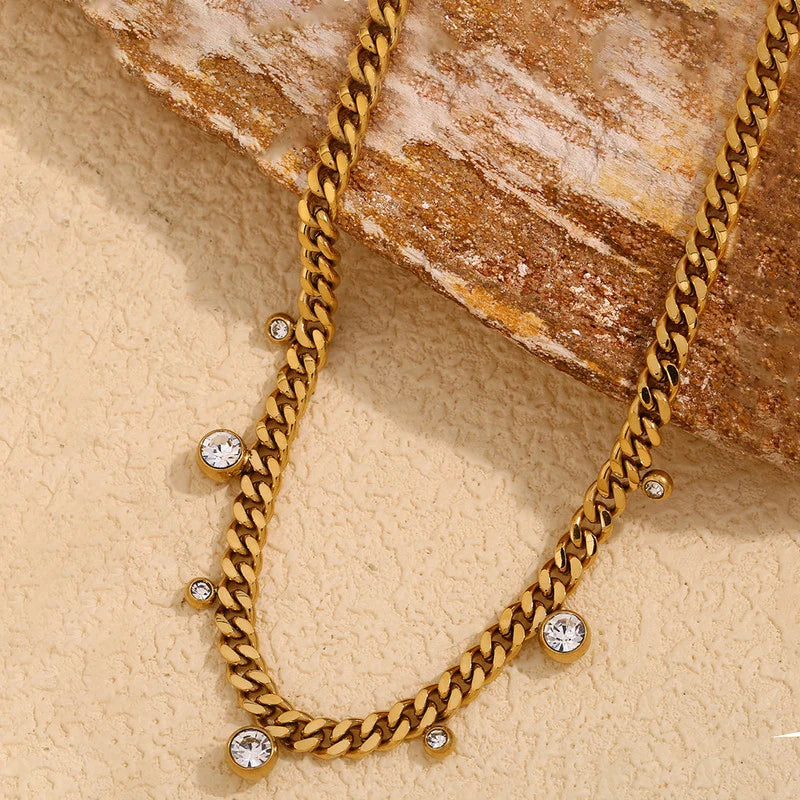 Luxe Crystal Drop Cuban Chain Necklace