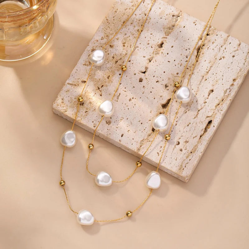 Baroque Pearl Station Necklace