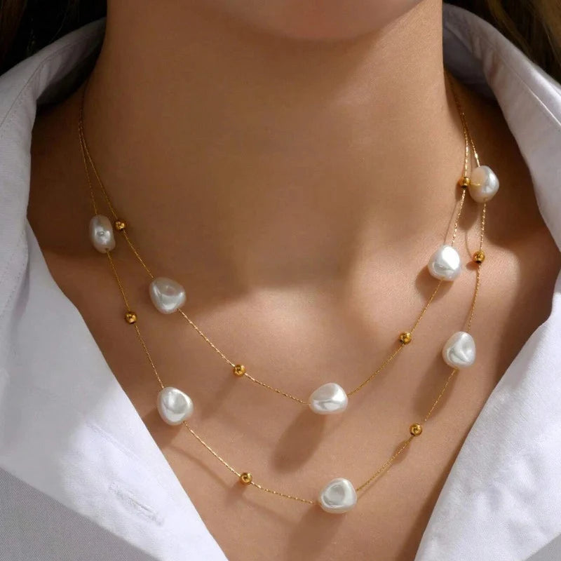 Baroque Pearl Station Necklace