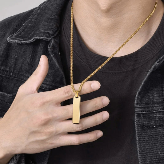 Gold Bar Pendant Necklace