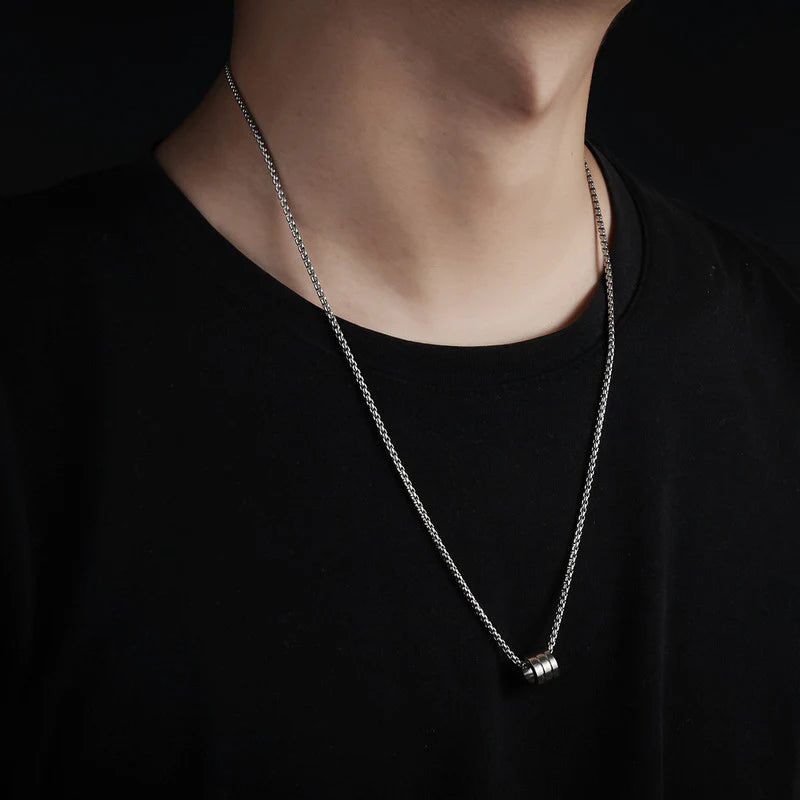 Minimalist Barrel Pendant Necklace - Men's