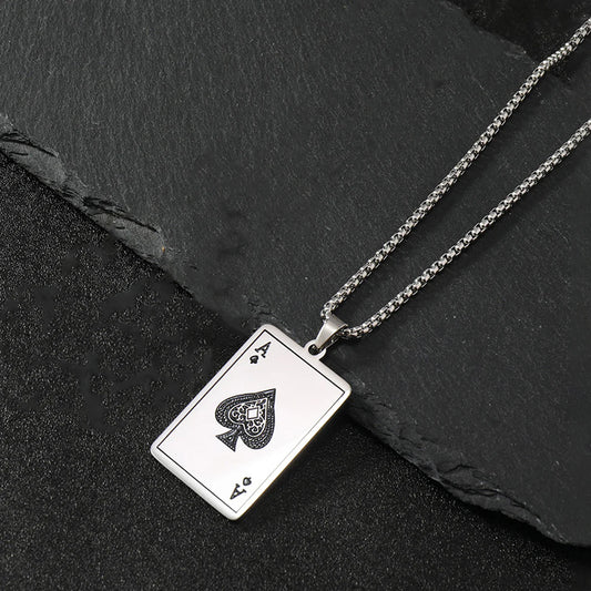 Ace of Spades Card Pendant Necklace