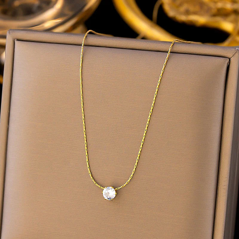 Solitaire Crystal Pendant Necklace