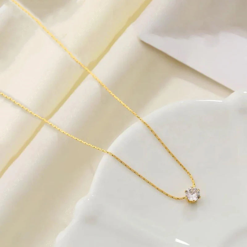 Solitaire Crystal Pendant Necklace