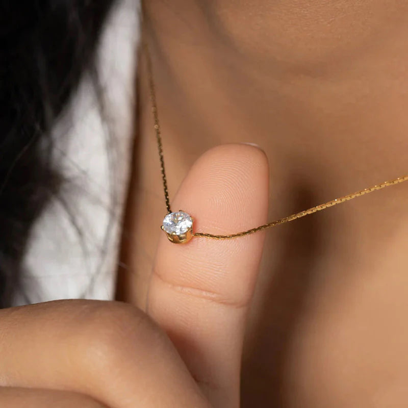 Solitaire Crystal Pendant Necklace