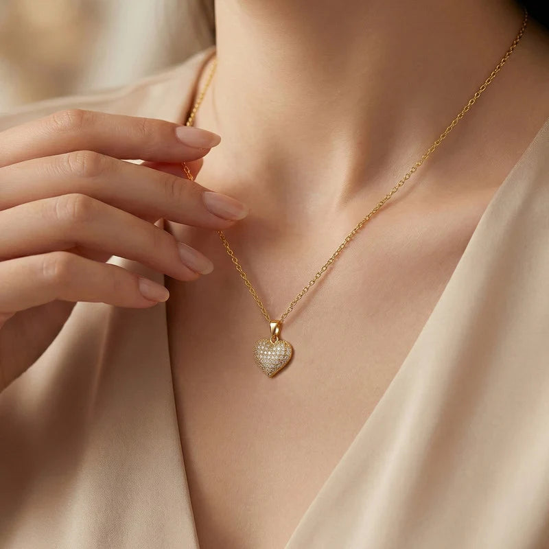 Pavé Heart Pendant Necklace
