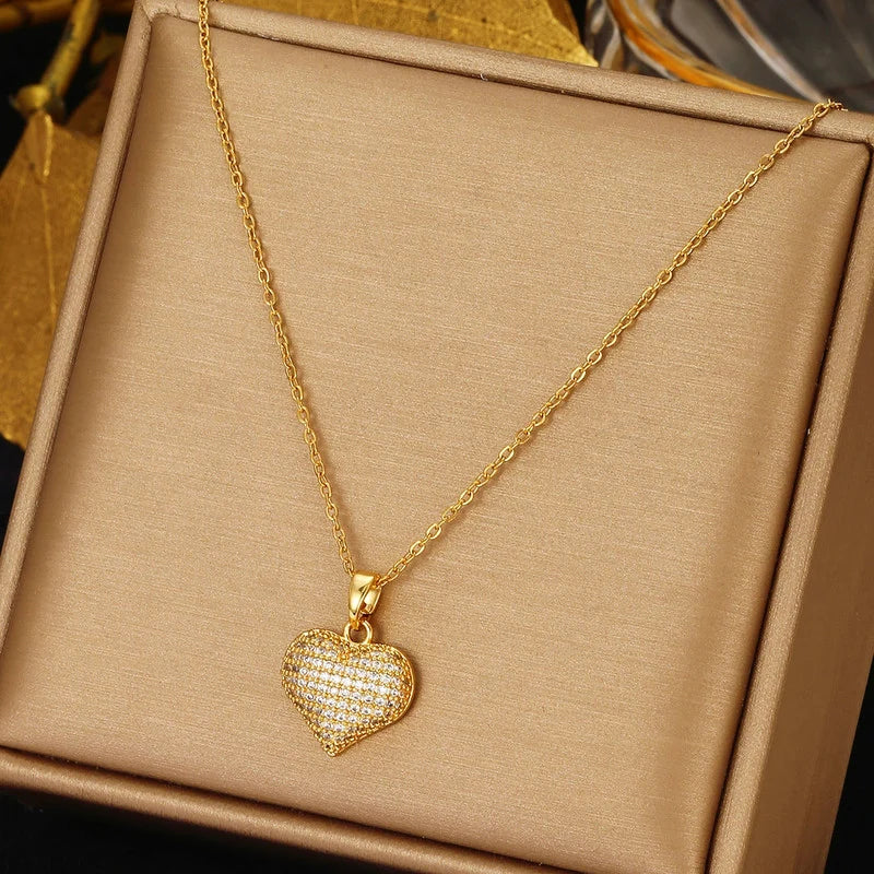 Pavé Heart Pendant Necklace