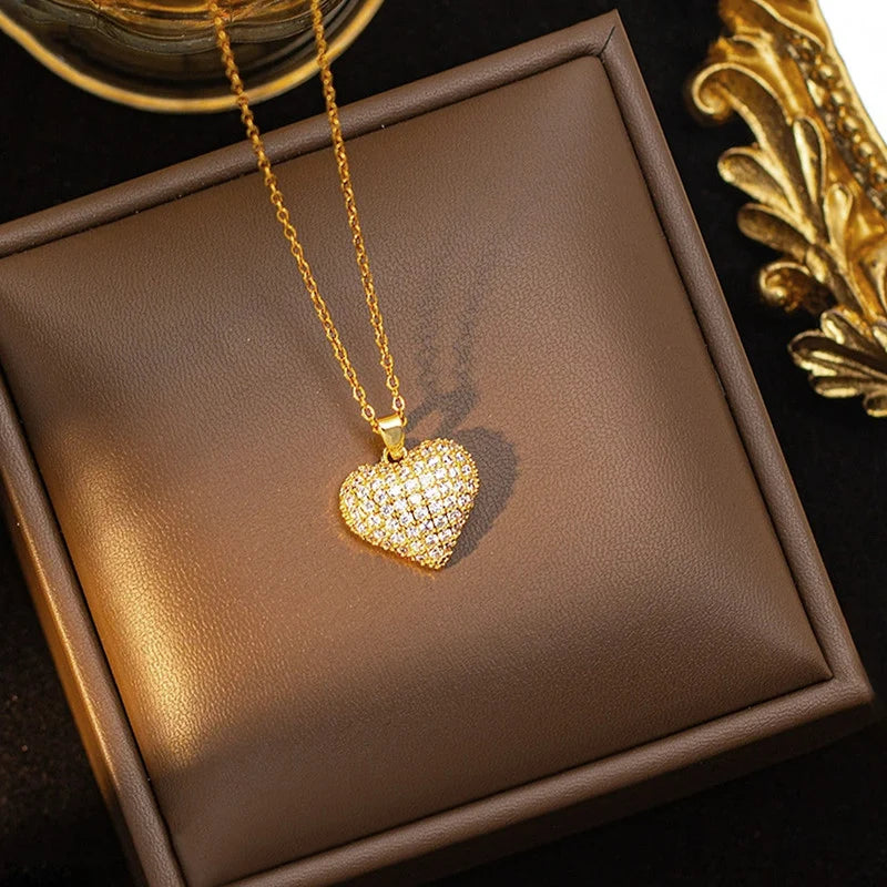 Pavé Heart Pendant Necklace