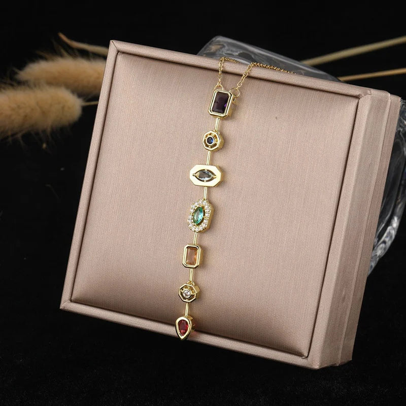 Multi-Stone Linear Drop Necklace