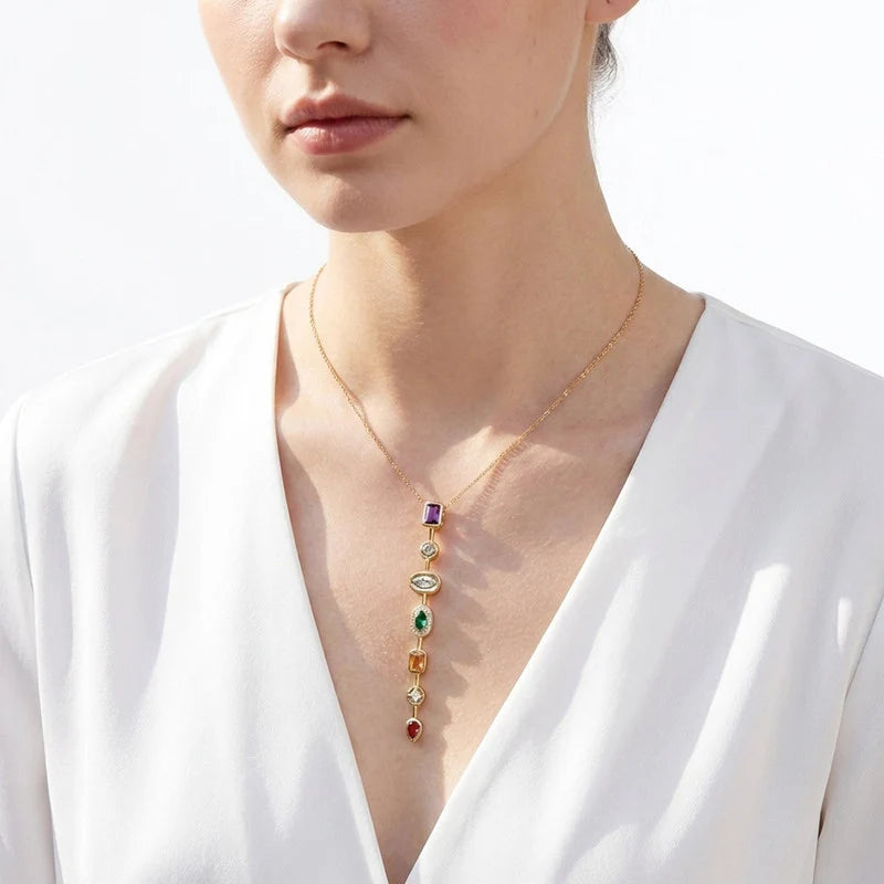 Multi-Stone Linear Drop Necklace