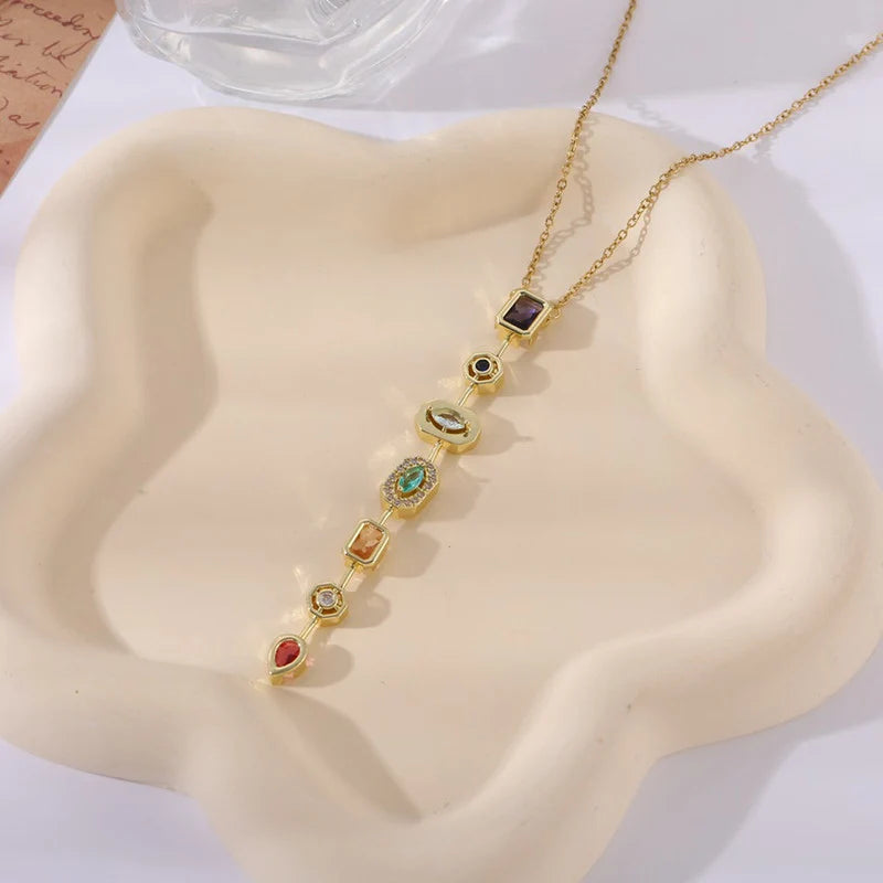 Multi-Stone Linear Drop Necklace