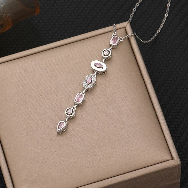 Multi-Shape Crystal Drop Necklace