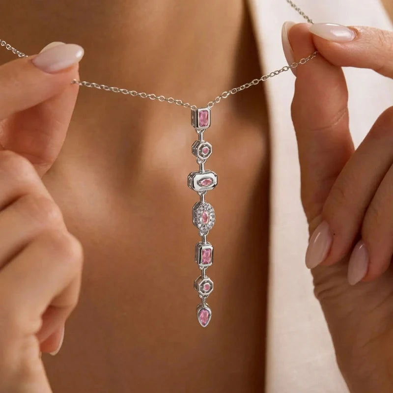 Multi-Shape Crystal Drop Necklace