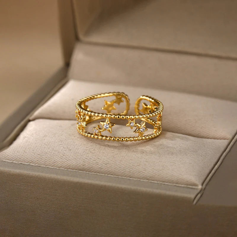 Celestial Beaded Double Band Ring