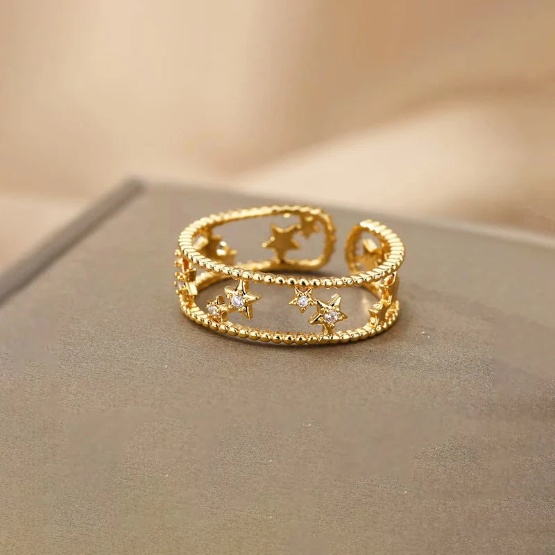 Celestial Beaded Double Band Ring