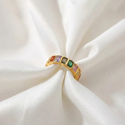 Rainbow Gemstone Band Ring