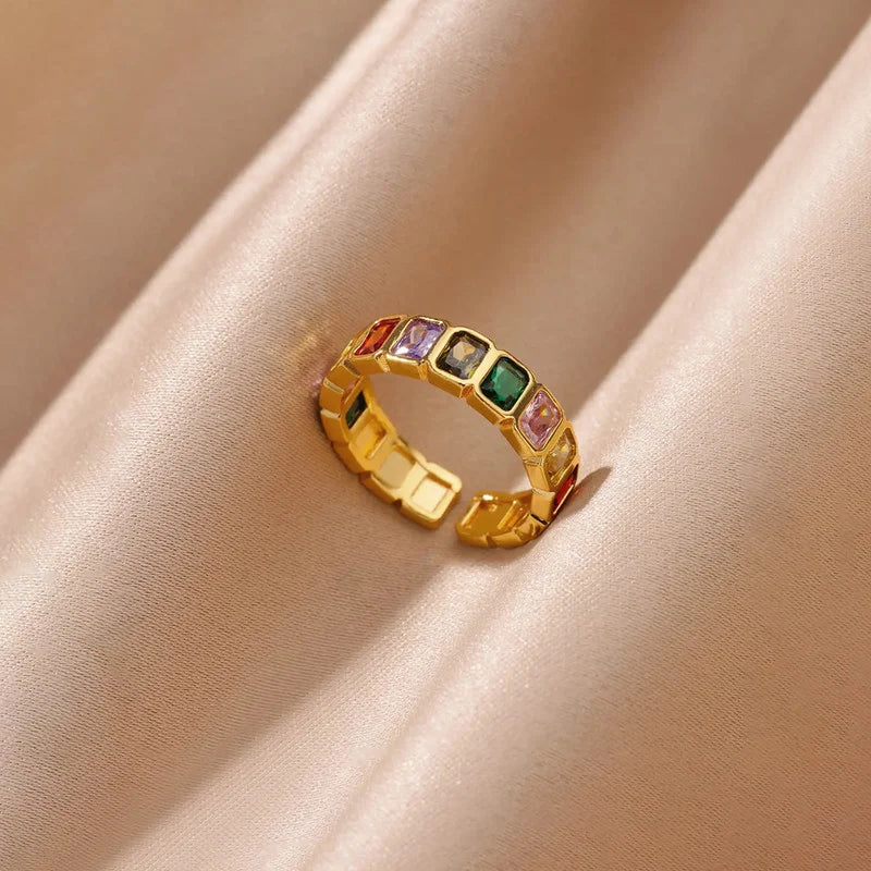 Rainbow Gemstone Band Ring