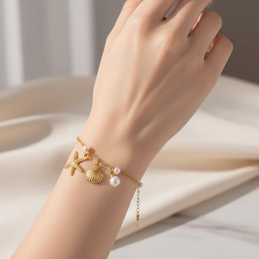 Coastal Pearl Charm Bracelet