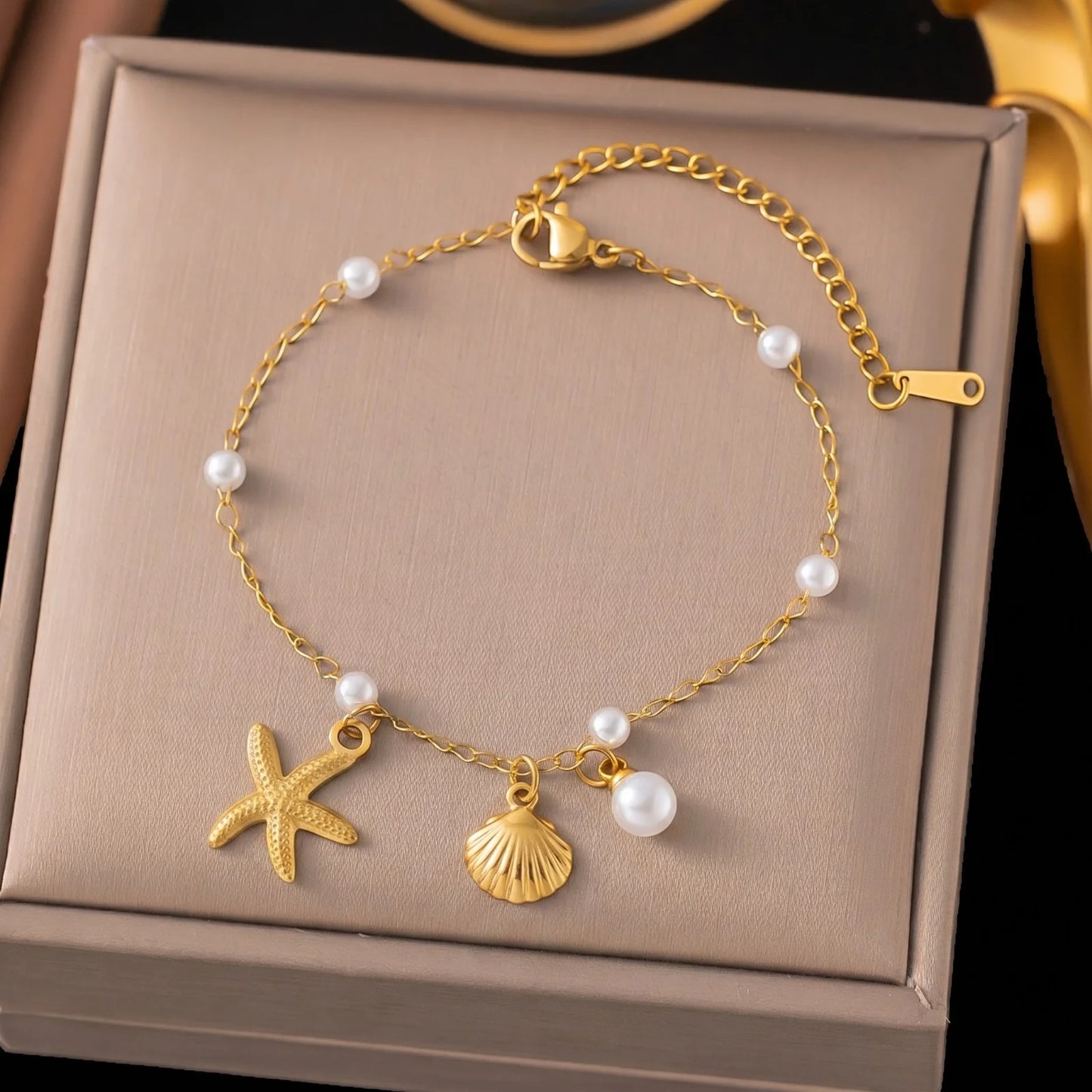 Coastal Pearl Charm Bracelet