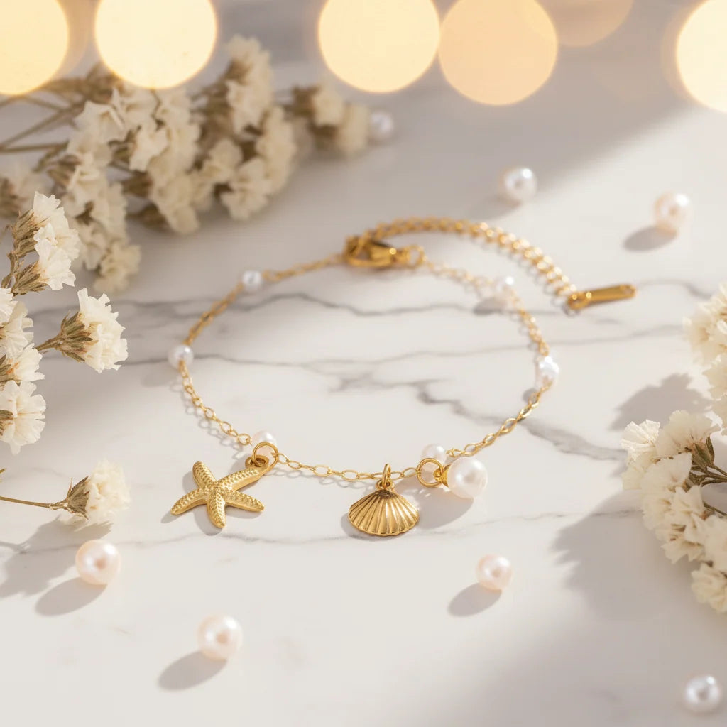 Coastal Pearl Charm Bracelet