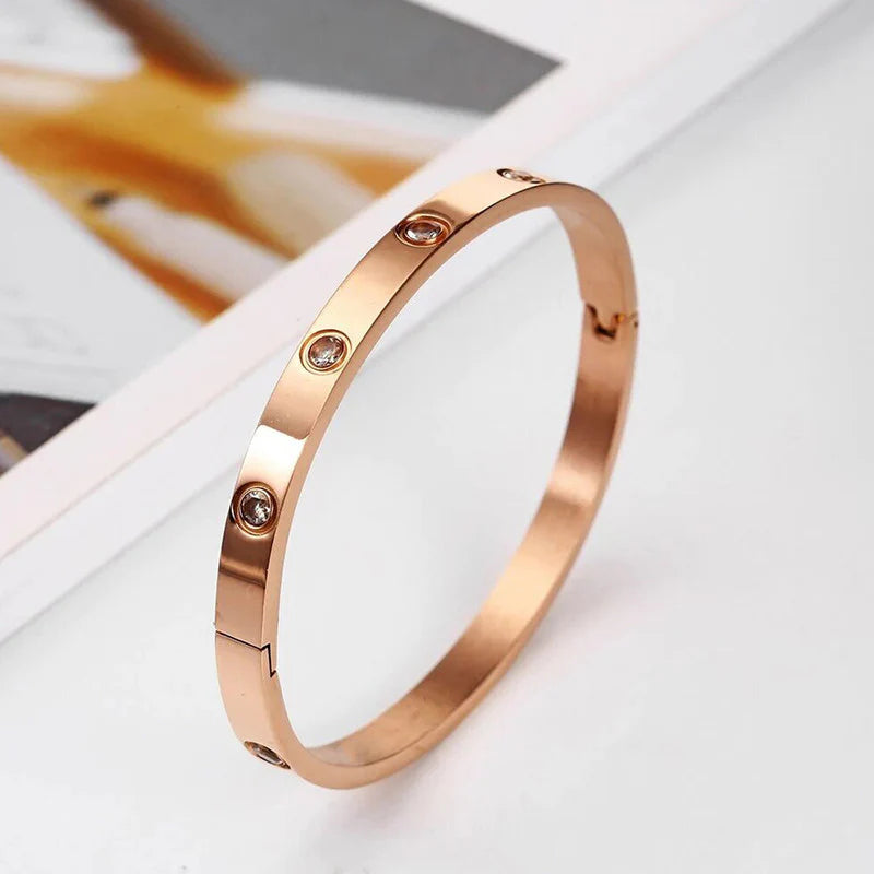 Gold Crystal Station Bangle