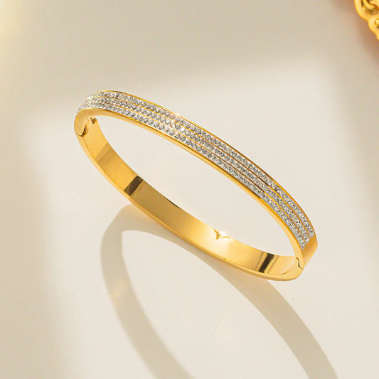 Triple Row Pavé Crystal Bangle