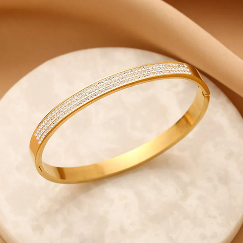 Triple Row Pavé Crystal Bangle