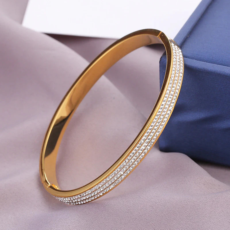 Triple Row Pavé Crystal Bangle