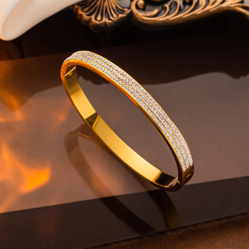 Triple Row Pavé Crystal Bangle