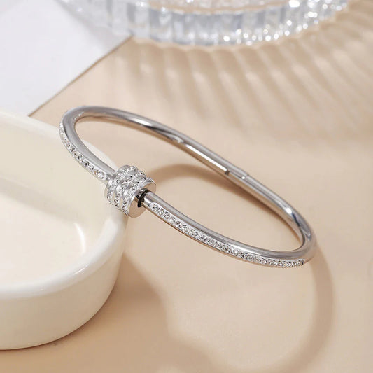 Pavé Crystal Clover Bangle