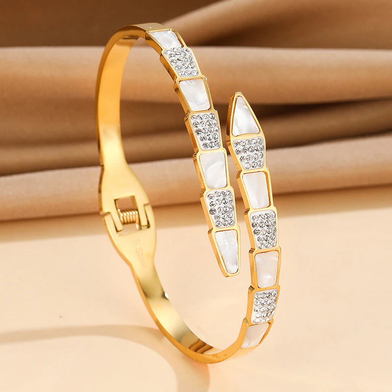 Double Row Enamel & Crystal Bangle Set