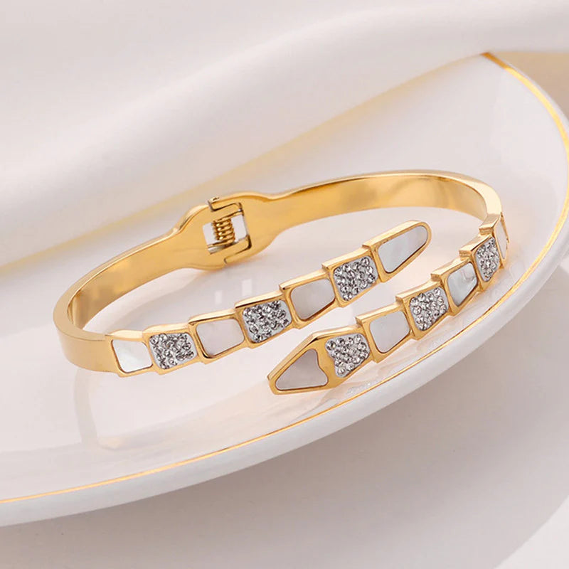 Double Row Enamel & Crystal Bangle Set