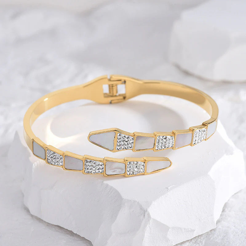Double Row Enamel & Crystal Bangle Set